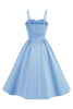 Load image into Gallery viewer, Blue Peter Pan Collar Two Pieces Midi Vintage 1950s Dress With Buttons