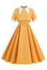 Load image into Gallery viewer, Blue Peter Pan Collar Two Pieces Midi Vintage 1950s Dress With Buttons