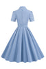 Load image into Gallery viewer, Blue A Line Lapel Vintage 1950s Dress With Buttons