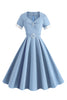 Load image into Gallery viewer, Blue A Line Vintage 1950s Dress with Belt