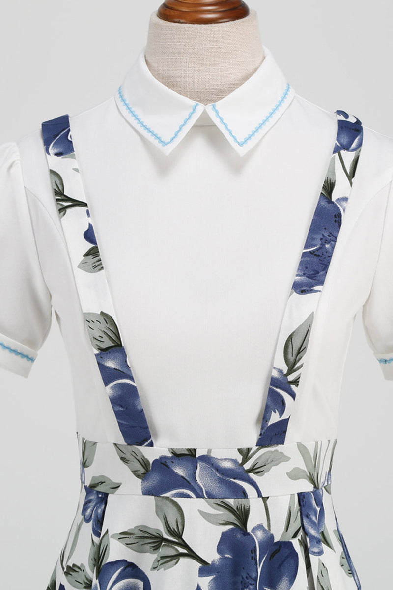 Load image into Gallery viewer, Blue Peter Pan Collar Polka Dots Straps Overall Vintage Dress