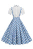 Load image into Gallery viewer, Blue Peter Pan Collar Polka Dots Straps Overall Vintage Dress