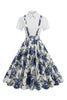 Load image into Gallery viewer, Blue Peter Pan Collar Polka Dots Straps Overall Vintage Dress