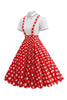 Load image into Gallery viewer, Blue Peter Pan Collar Polka Dots Straps Overall Vintage Dress