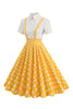 Load image into Gallery viewer, Blue Peter Pan Collar Polka Dots Straps Overall Vintage Dress