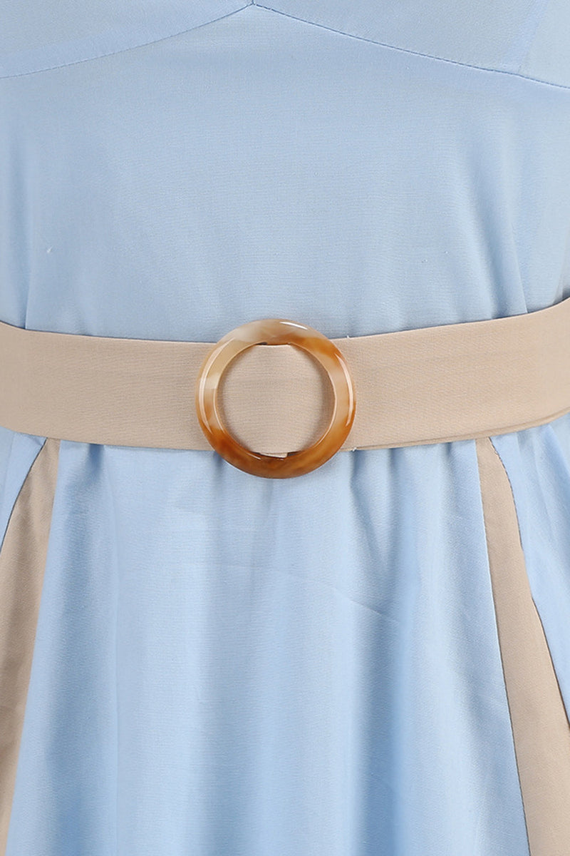 Load image into Gallery viewer, A Line Blue Halter Vintage 1950s Dress