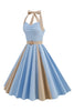 Load image into Gallery viewer, A Line Blue Halter Vintage 1950s Dress