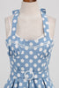 Load image into Gallery viewer, A Line Blue Polka Dots Vintage 1950s Dress With Belt