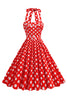 Load image into Gallery viewer, A Line Blue Polka Dots Vintage 1950s Dress With Belt