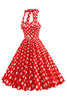 Load image into Gallery viewer, A Line Blue Polka Dots Vintage 1950s Dress With Belt