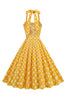 Load image into Gallery viewer, A Line Blue Polka Dots Vintage 1950s Dress With Belt