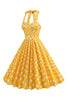 Load image into Gallery viewer, A Line Blue Polka Dots Vintage 1950s Dress With Belt