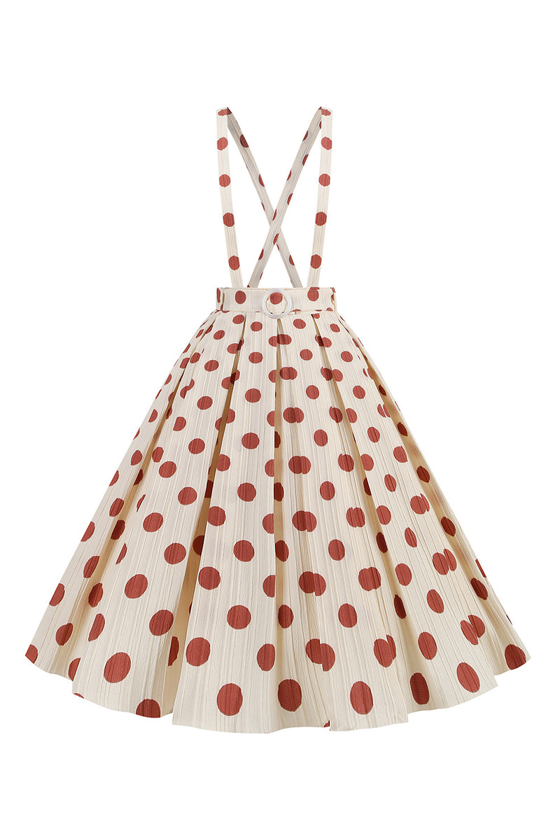 Load image into Gallery viewer, Apricot Polka Dots A Line Straps Overall Vintage Dress