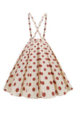 Apricot Polka Dots A Line Straps Overall Vintage Dress