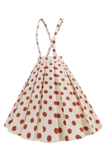 Apricot Polka Dots A Line Straps Overall Vintage Dress