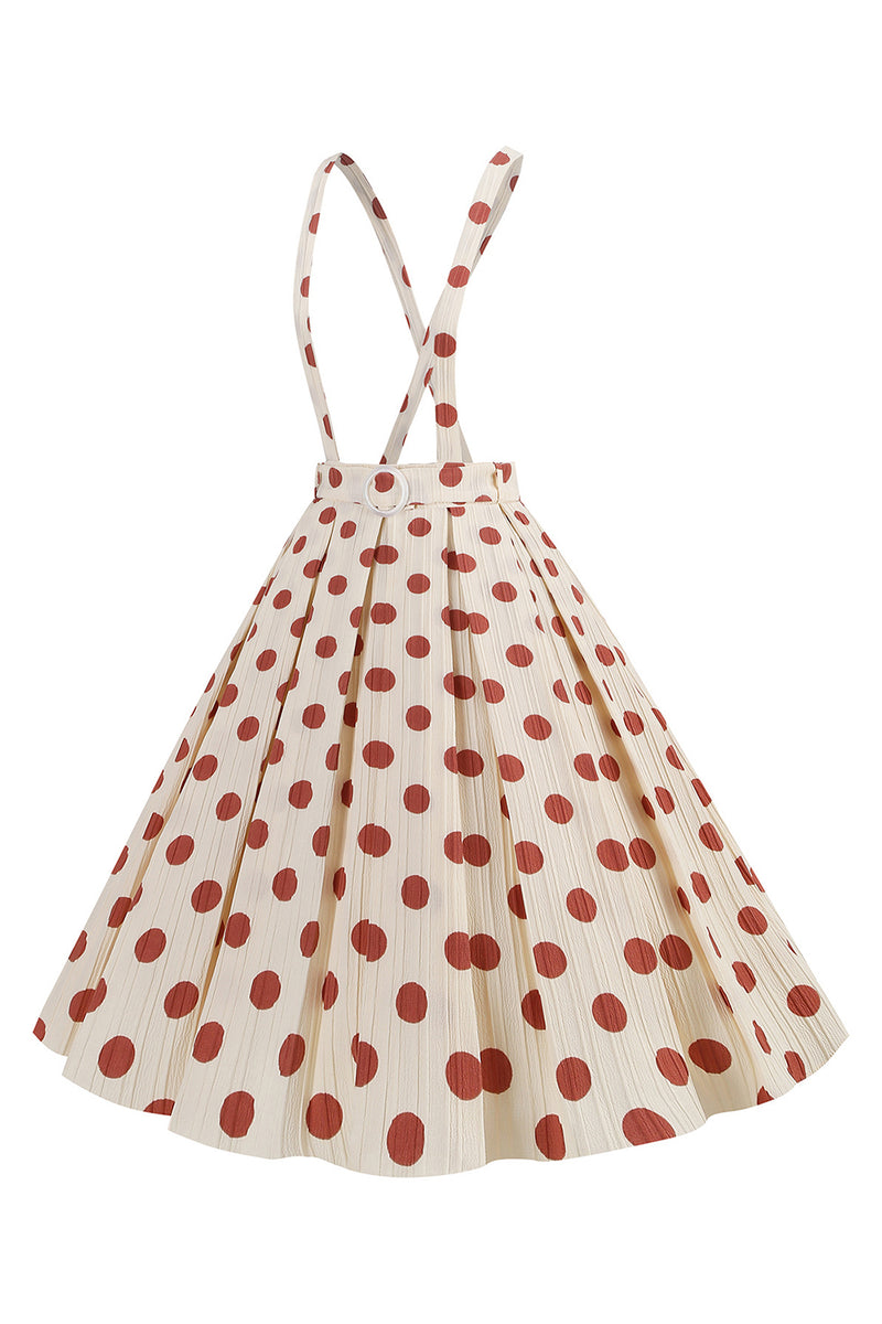 Load image into Gallery viewer, Apricot Polka Dots A Line Straps Overall Vintage Dress