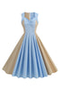 Load image into Gallery viewer, Blue Sleeveless A Line Vintage 1950s Dress