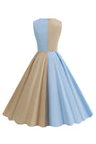Blue Sleeveless A Line Vintage 1950s Dress