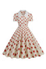 Load image into Gallery viewer, Retro Style Red Polka Dots Vintage Swing Dress with Cap Sleeves