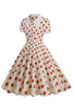 Load image into Gallery viewer, Retro Style Red Polka Dots Vintage Swing Dress with Cap Sleeves