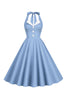 Load image into Gallery viewer, Halter Yellow A-Line Pleated Vintage Dress