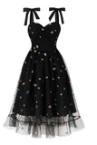 A-Line Black Pin Up 1950s Dress with Stars
