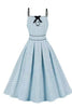 Load image into Gallery viewer, Blue Polka Dots Pin Up 1950s Vintage Dress