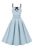 Blue Polka Dots Pin Up 1950s Vintage Dress