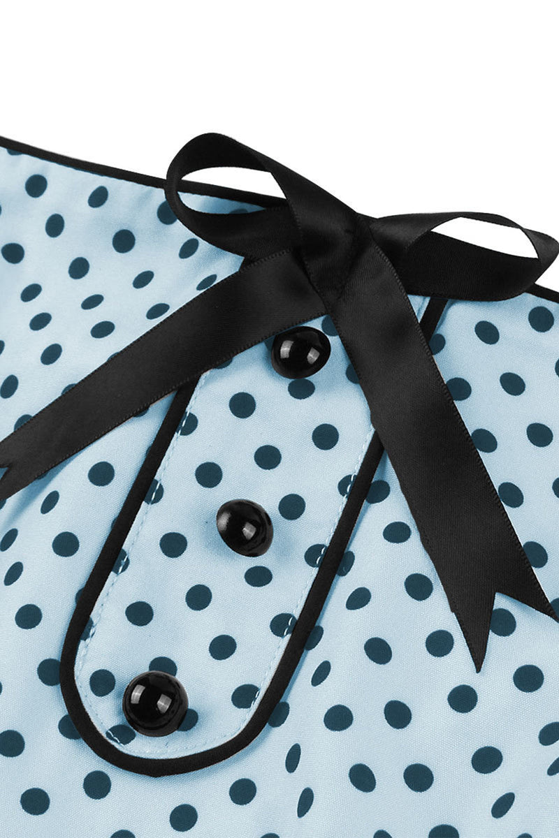 Load image into Gallery viewer, Blue Polka Dots Pin Up 1950s Vintage Dress