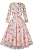 Load image into Gallery viewer, Blush A-Line Round Neck Flower Printed 1950s Dress with Sleeves