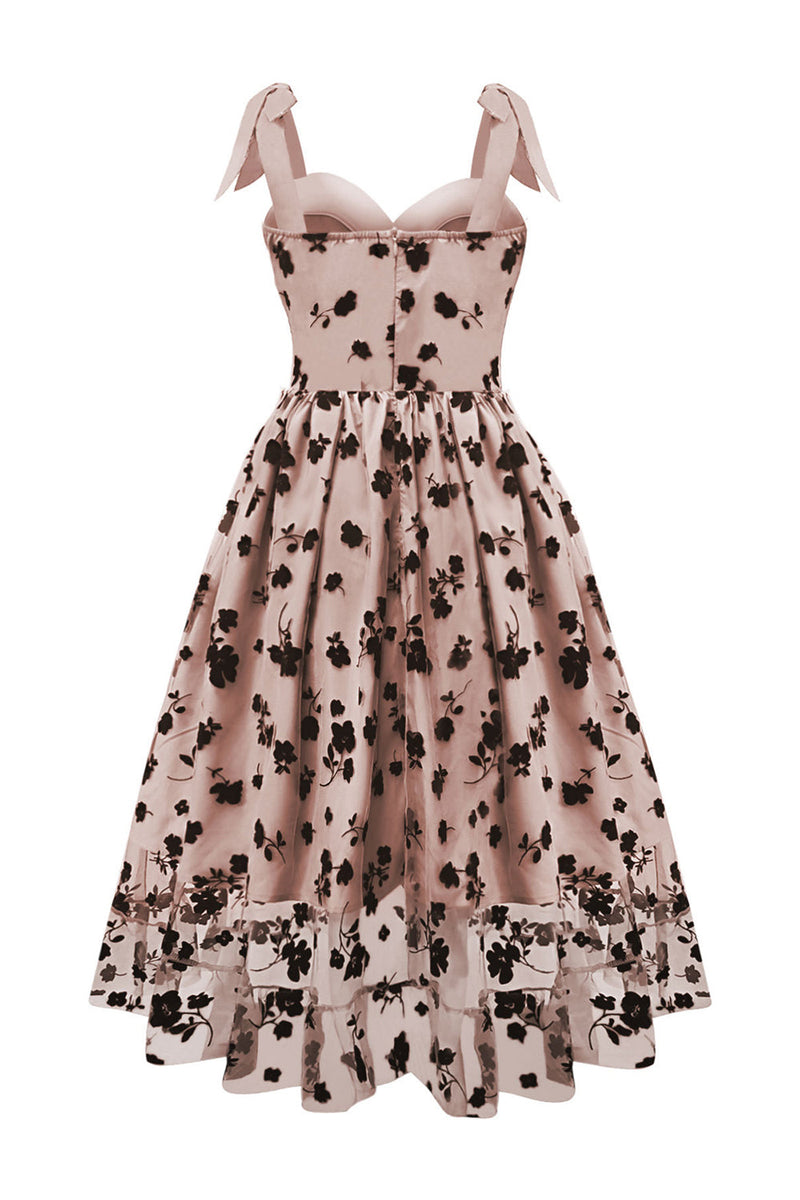 Load image into Gallery viewer, A-Line Blush Pin Up Vintage Dress with Flower Printed