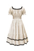 Load image into Gallery viewer, Apricot A-Line Square Neck Vintage Dress with Short Sleeves