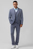 Load image into Gallery viewer, Grey Blue Notched Lapel 3 Pieces Plaid Men&#39;s Suits