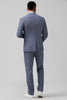 Load image into Gallery viewer, Grey Blue Notched Lapel 3 Pieces Plaid Men&#39;s Suits