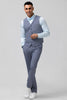 Load image into Gallery viewer, Grey Blue Notched Lapel 3 Pieces Plaid Men&#39;s Suits