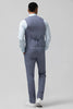 Load image into Gallery viewer, Grey Blue Notched Lapel 3 Pieces Plaid Men&#39;s Suits