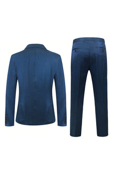 2 Pieces Blue Men's Double Breasted Peak Lapel Suit