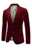 Load image into Gallery viewer, Burgundy Velvet Single Breasted Men&#39;s Blazer