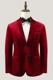 Burgundy Single Breasted Notched Lapel Men's Blazer