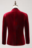 Burgundy Single Breasted Notched Lapel Men's Blazer