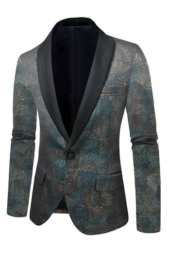 Dark Blue Jacquard Shawl Lapel Men's Prom Blazer