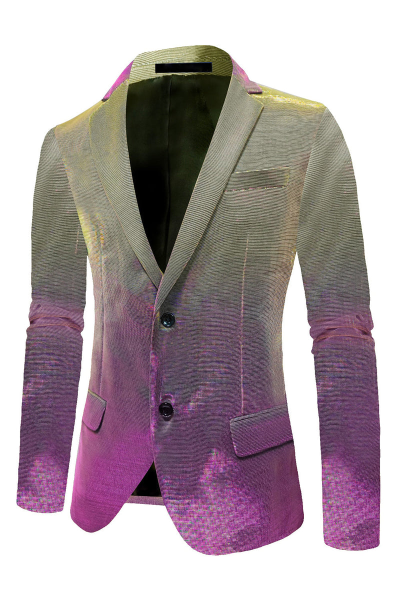 Load image into Gallery viewer, Purple Yellow Notched Lapel Men&#39;s Prom Blazer