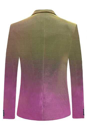 Purple Yellow Notched Lapel Men's Prom Blazer