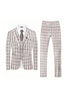 Load image into Gallery viewer, Light Khaki Plaid Notched Lapel 3 Pieces Men&#39;s Suits