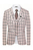 Load image into Gallery viewer, Light Khaki Plaid Notched Lapel 3 Pieces Men&#39;s Suits