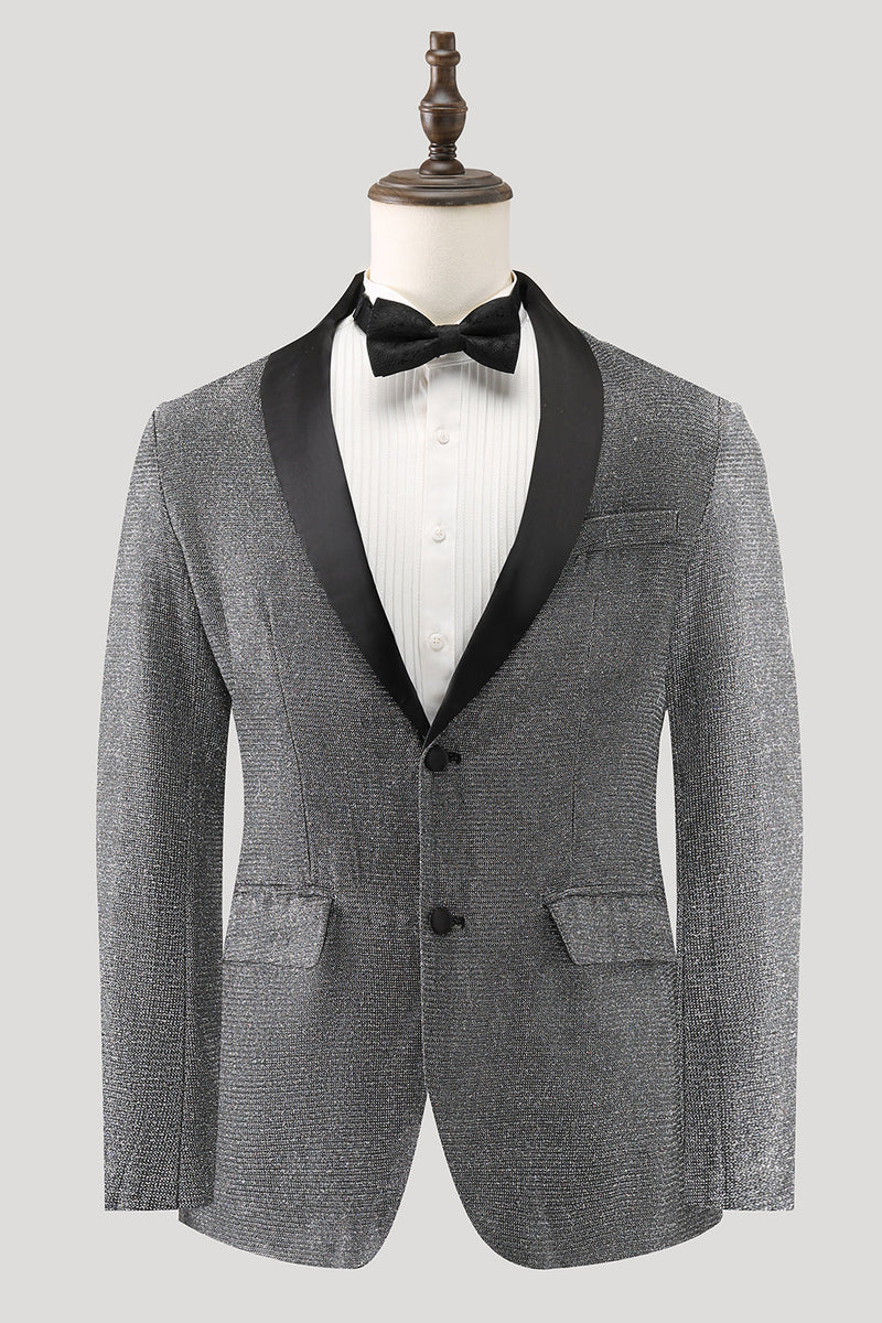 Load image into Gallery viewer, Grey Shawl Lapel Single Breasted Men&#39;s Prom Blazer