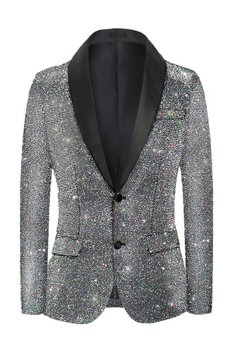 Glitter Grey Shawl Lapel Men's Prom Blazer