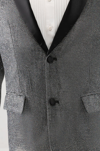 Grey Shawl Lapel Single Breasted Men's Prom Blazer