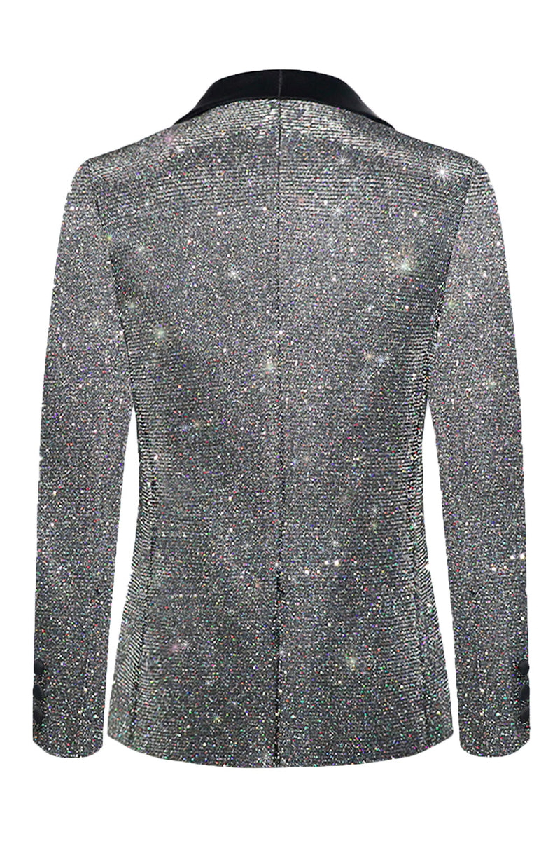 Load image into Gallery viewer, Glitter Grey Shawl Lapel Men&#39;s Prom Blazer