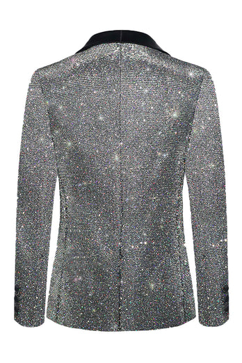 Glitter Grey Shawl Lapel Single Breasted Men's Blazer